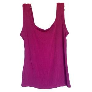 Easy Gala Women’s Tank Size Large Magenta Ribbed Square Neck Backless